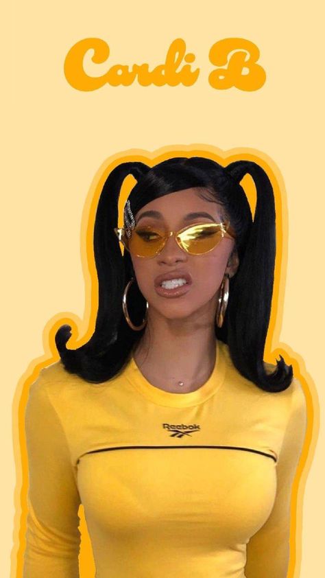 Yellow Girly Wallpaper, Cardib Wallpaper, Yellow Baddie Aesthetic, Cardi B Collage, Cardi B Wallpaper Iphone, Cardi B Wallpaper Aesthetic, Celebrity Wallpaper Iphone, Cardi B Aesthetic, Female Rappers Aesthetic