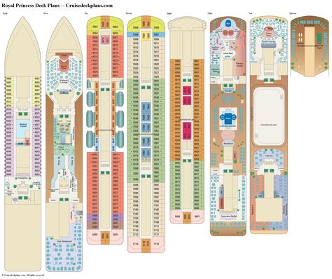 Royal Princess Cruise Ship, Deck Plan, Princess Cruise Ships, Princess Cruise, Princess Cruises, Deck Plans, Royal Princess, Cruise Ship, Floor Plans