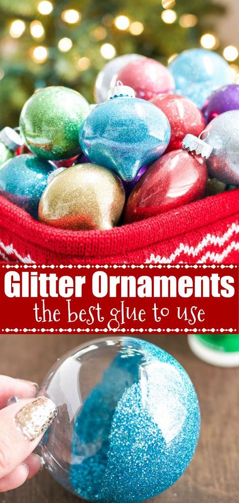 DIY Glitter Ornaments - the BEST glitter glue to use on glass and plastic ornaments #glitter #ornaments Christmas Balls Diy, Christmas Ornaments Homemade Rustic, Diy Glitter Ornaments, Christmas Ornaments Homemade Kids, Glitter Decorations, Christmas Glitter Ornaments, Ornaments Diy Christmas, Christmas Diy Kids, Glitter Ornaments Diy