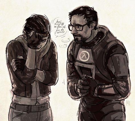 Gordon and Alyx Halflife Fanart, Gordon Freeman Fanart, Half Life Fanart, Mr Freeman, Gordon Freeman, Comfort Hug, Valve Games, Portal 2, Half Life