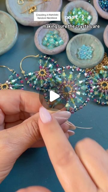 𝘋𝘦𝘯𝘪𝘴𝘦 𝘠𝘦𝘻𝘣𝘢𝘬 𝘔𝘰𝘰𝘳𝘦 on Instagram: "Trendy DIY Jewelry Making Tips - Beading Tutorial - Handmade Jewelry Trends - Learn how to create wire Mandala Preciosa crystal pendant necklace part 3 @johnbeadcorp   Follow, like, and leave a comment. It helps me to continue make DIY jewelry making tutorials for our crafting community.   Visit my Y.T.- Denise Yezbak Moore for more DIY Jewelry making videos, tutorials, tips, and handmade tricks to help you get started with your handmade jewelry business. Learn to make unique jewelry and start your own jewelry making business. From boho to bling, I’ve got you covered! Follow on me on Instagram for daily beading inspiration.  Each piece of my handmade jewelry is crafted with the highest attention to detail and is one-of-a-kind. I specializ Jewelry Making With Beads, Beebeecraft Tutorials Videos, Diy Beaded Earrings Tutorials, Beaded Tassels Tutorial, Boho Necklace Diy, Beaded Brooch Diy, Handmade Jewelry Trends, Beaded Hoop Earrings Tutorial, Jewelry Tricks