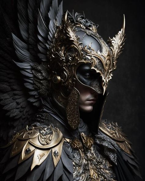 Luxury Fantasy Masks For Carnival, Gold Mask Fantasy Art, Fantasy Horned Masks For Masquerade, Luxury Fantasy Mask, Luxury Gold Fantasy Masks, Planes Characters, Winged Helmet, Armor Medieval, Zombie Drawings