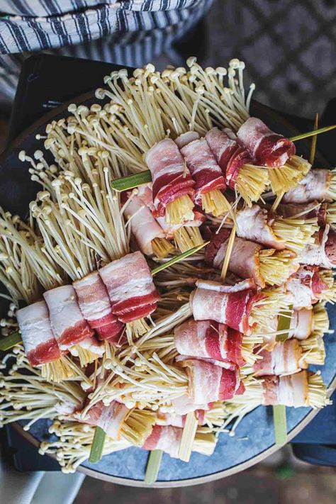 Bacon Bouquet, Chili Dipping Sauce, Thai Dipping Sauce, Bacon Grill, Enoki Mushrooms, Asian Grocery Store, Thai Chili, Bacon On The Grill, How To Make Bacon