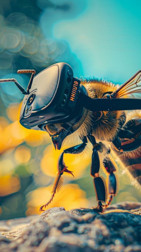 "Robotic Bee Art: A strikingly imaginative conceptual art piece merging #tech with #wildlife, depicting a #bee adorned with a robotic helmet. #robotics #innovation #digitalart #natureart #concept #aiart #aiphoto #stockcake ⬇️ Download and 📝 Prompt 👉 https://stockcake.com/i/robotic-bee-art_1016851_863583" Bumble Bee Art, Bee Art, Girls Cartoon Art, Robotics, Conceptual Art, Modern Logo, Bumble Bee, Girl Cartoon, How To Take Photos