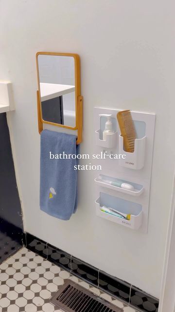 Montessori Hair Brushing Station, Selfcare Station Montessori, Montessori Grooming Station, Ikea Montessori Bathroom, Montessori Bathroom Sink, Montessori Bathroom Station Ikea, Toddler Self Serve Station, Montessori Interior Design, Montessori Bathroom Ikea