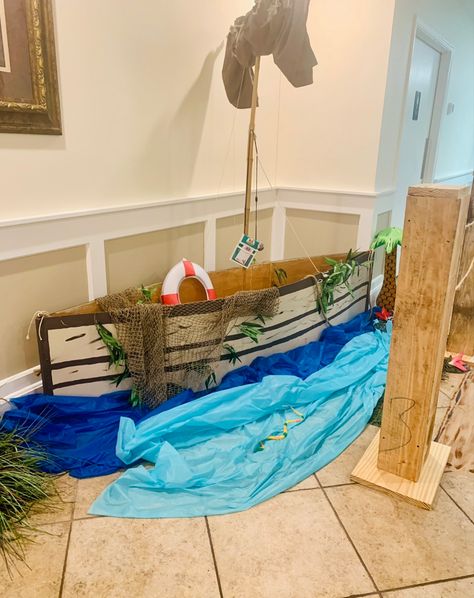 Diy Ocean Decor, Vbs Ocean Theme, Ocean Vbs, Lifeway Vbs, Sunday School Decorations, Jungle Decorations, Vbs Themes, Ship Decor, Sea Decor