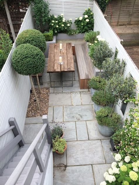 Slim Rear Garden - Modern - Garden - London - by Garden Club London Ltd | Houzz UK Terrace House Garden Ideas, Small Urban Garden Design, Small Garden Landscape Design, Garden Design London, Small Urban Garden, Small Garden Landscape, Contemporary Garden Design, Small Courtyard Gardens, Terrace Garden Design