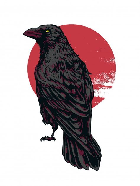 Dark crow Premium Vector | Premium Vector #Freepik #vector #bird #animal #feather #wings Black Crow Tattoos, Crows Drawing, Crow Painting, Crow Tattoo, Raven Tattoo, Crow Art, Raven Art, Skull Illustration, Black Crow