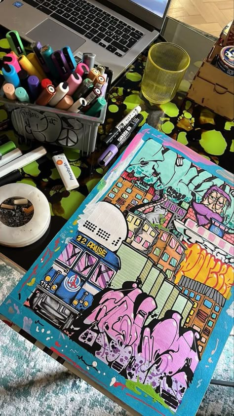 Graphitti Aesthetic, Punk Painting Ideas, Graffiti Journal, Graffiti Doodles Ideas, Grafitti Art Ideas, Graffiti Notebook, Graffiti Sketchbook, Punk 57, Graffiti Writing