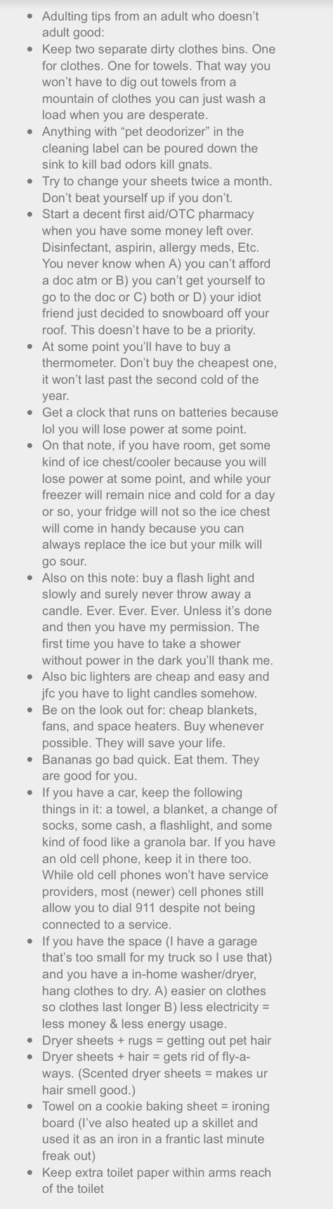 Not my usual thing, but.. There is some important shit in this thing.. Especially for those of us "adults" who don't quite "adult" right...... ☜(⌒▽⌒)☞ Moving Out Advice, Adult Tips Life Hacks, Why You Shouldn’t Eat A Shoe, Tips For Adulting, Moving By Yourself, Adulting Tips Life Hacks, Adulting Advice, Adulting Hacks, Adulting Tips