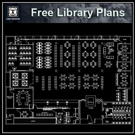 Free Library Design Blocks Library Floor Plan, Toilet Plan, Library Plan, Restaurant Plan, Cad Library, Paving Design, Richard Meier, Community Library, Free House Plans