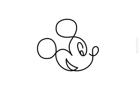 Fine Line Mickey Mouse Tattoo, Disney Doodles Simple, Line Art Disney, Disney Characters Outline, Disney Line Art, Minimalista Disney, Mickey Outline, Mickey And Minnie Tattoos, Minnie Tattoo