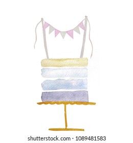 Watercolor Cake Painting, Cake Watercolor Painting, Birthday Cake Watercolor, Watercolor Birthday Cake, Violet Cake, Watercolor Violet, Watercolor Cakes, Wedding Cake Cards, Birthday Cake Illustration