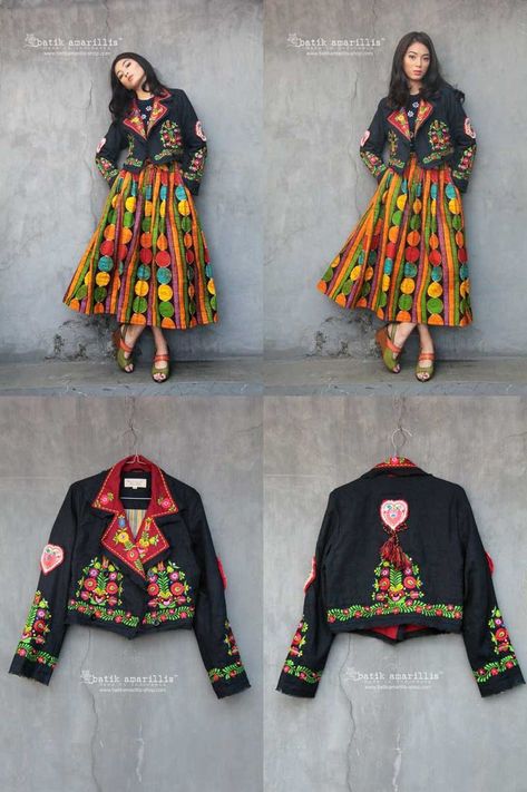 Retro Fancy Dress, Navratri Jacket, Garba Outfit, Batik Amarillis, Trendy Outfits Indian, Navratri Dress, Girl Jacket, Traditional Blouse Designs, Hungarian Embroidery