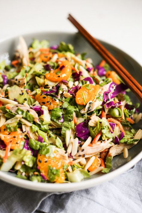 Chopped Asian-Inspired Chicken Salad with ‘Peanut Dressing’ – The Defined Dish Chicken Salad With Peanut Dressing, Chopped Chicken Salad, Salad With Peanut Dressing, Asian Chopped Salad, Defined Dish, Peanut Salad, Asian Chicken Salads, Satisfying Salads, Peanut Dressing