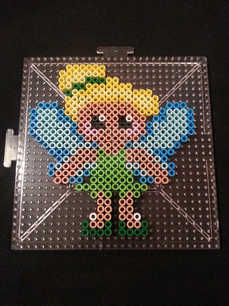 Tinkerbell Perler Bead Figure by AshMoonDesigns on deviantART Bead Figures, Hama Beads Disney, Vanellope Y Ralph, Pearl Beads Pattern, Easy Perler Beads Ideas, Fuse Bead Patterns, Perler Art, Hama Beads Design, Perler Bead Templates