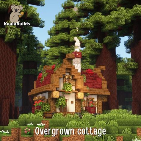 Tap to watch the full relaxing tutorial Jungle House Minecraft Ideas, Overgrown Cottage Minecraft, Minecraft Bird House, Small Bridge Minecraft, Small Cute Minecraft Houses, Minecraft Small Houses, Minecraft Small House Ideas, Small Minecraft Houses, Overgrown Cottage