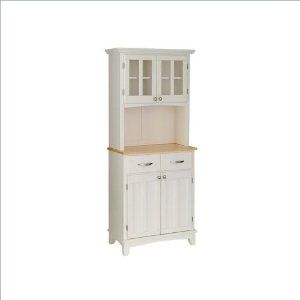 Home Styles Furniture White Wood Buffet with Natural Wood Top and 2-Door Panel Hutch #377.73 White Hutch, Cabinet Woodworking Plans, Dining Hutch, White Buffet, Beachy Stuff, Small Space Ideas, Wood Buffet, Buffet Server, Credenza Sideboard