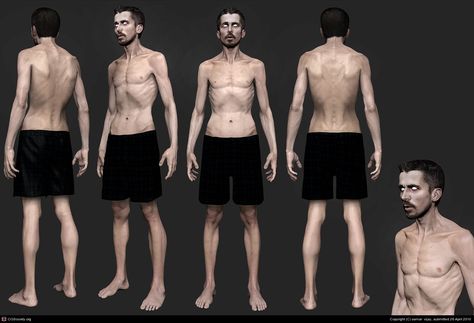 The Machinist by samar vijay | 3D | CGSociety Christian Bale The Machinist, The Machinist, Male Torso Anatomy, Arm Anatomy, Leg Anatomy, Male Body Drawing, Head Anatomy, Man Anatomy, Male Torso