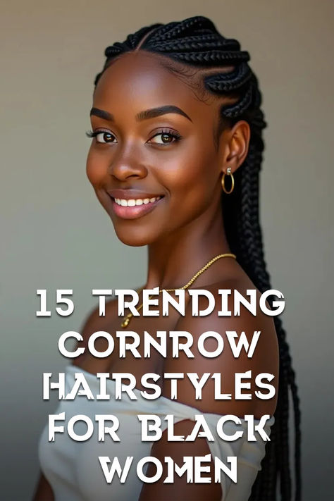 15 Trending Cornrow Hairstyles for Black Women Cornroll Ponytail Hairstyles, Side Part Feed In Braids, Trending Cornrows Hairstyles, Simple Cornrow Ideas, Four Braids Cornrow, Braided Updo For Black Women, Trending Cornrows, Cornrow Hairstyles For Black Women, Black Cornrow Hairstyles