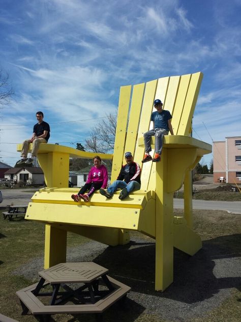 Gravenhurst muskoka chair Giant Chair, Adirondak Chairs, Kids Indoor Play, Roadside America, Muskoka Chair, Adirondack Chair Plans, Garden Door, Big Chair, Chair Pictures