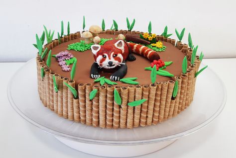 For 8 year old granddaughter Red Panda Birthday Party, Red Panda Cake, Panda Birthday Cake, Sloth Cakes, Lush Cake, Panda Cake, Panda Birthday Party, 8th Birthday Cake, Joshua James