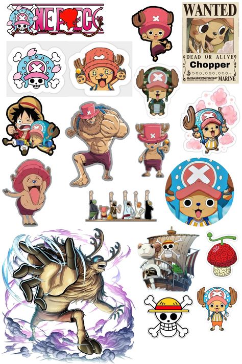 One Piece Chopper Sticker, One Piece Stickers Printable, One Piece Stickers, One Piece Theme, Stickers Journaling, Subject Labels, One Piece Chopper, One Piece Tattoos, Anime Printables