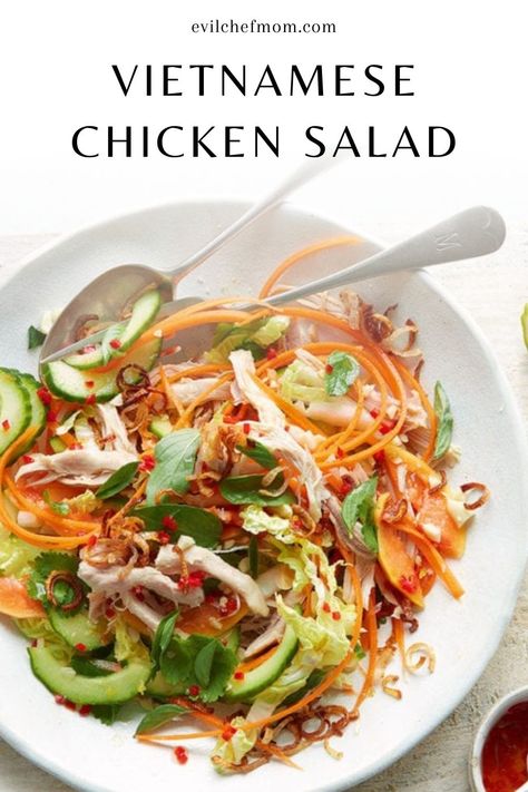 Vietnamese Chicken Salad Rainbow Colored Vietnamese Chicken Salad, Milk Street Vietnamese Chicken Salad, Rainbow Vietnamese Chicken Salad, Lotus Salad Vietnamese, Vietnamese Chicken Salad Goi Ga, Vietnamese Chicken Salad, Vietnamese Chicken, Hummus And Pita, Spicy Salad