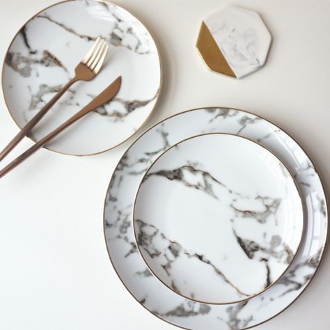 Marble Plate Marble Plate, Marble Plates, Dining Plates, Kitchen Marble, Dish Sets, Dinner Sets, Fine Porcelain, Dinnerware Set, Plates And Bowls