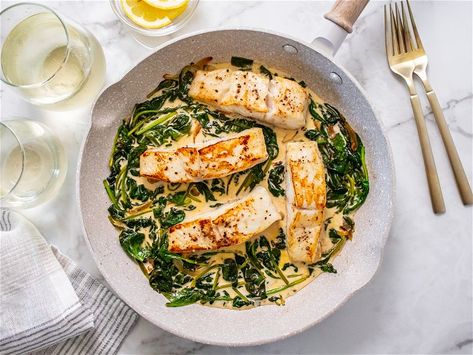 Fish Florentine – Sizzlefish Florentine Sauce Recipe, Alaskan Halibut Recipes, Florentine Sauce, Fish Florentine, Alaskan Halibut, Florentine Recipe, Creamy Spinach Sauce, Florentines Recipe, Spinach Sauce