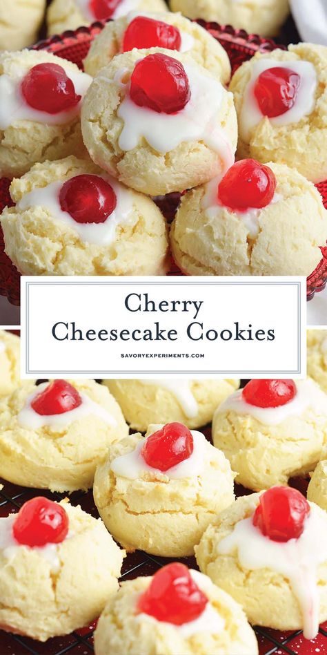 Best part of a cheesecake, but in cookie form! These Cherry Cheesecake Cookies are made w/ simple pantry ingredients for the perfect treat! Cheesecake Cookie Recipes, Cherry Cheesecake Cookies, Cheesecake Cookies Recipes, Cheesecake Cookie, Fabulous Desserts, Cherry Topping, Simple Pantry, Pantry Ingredients, Best Cheesecake