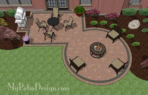 With simple geometry, our Rectangle Patio Design with Circle Fire Pit Area creates a beautiful and fun outdoor living space. Download layouts and material list. Circle Fire Pit Area, Circle Fire Pit, Patio And Fire Pit, Patio Plan, Diy Patio Ideas, Rectangle Patio, Patio Addition, Small Patio Design, Patio Plans