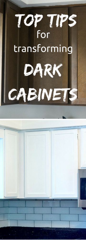 Tips for painting dark cabinets white (without sanding or priming them!). Painting Dark Cabinets, Redo Kitchen Cabinets, Painting Kitchen Cabinets White, 70s Furniture, Redo Cabinets, Tips For Painting, Laminate Counter, Painting Dark, Brown Cabinets