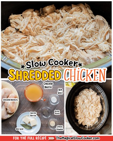 Recipes For Sandwiches, Shredded Chicken Breast Recipes, Frozen Chicken Crockpot, Chicken Breast Marinade Recipes, Crockpot Pulled Chicken, Shredded Chicken Crockpot, Crock Meals, Chicken Breast Slow Cooker, Magical Slow Cooker