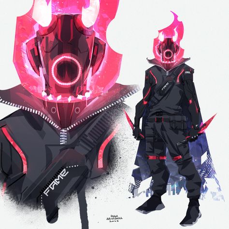 Masked Cyberpunk Character, Technology Character Design, Technomancer Character Design, Neon Character Design, Cyberpunk Oc Male, Sci Fi Oc, Cyberpunk Oc, Punk Character Design, Punk Character