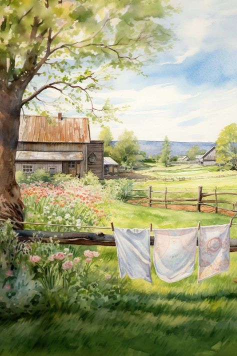 Little Apartment Aesthetic, Laundry On The Line, Modern Teen Boy Bedroom, Farm Paintings, Teen Boy Bedroom, Casa Vintage, Cottage Art, Apartment Aesthetic, Boy Bedroom