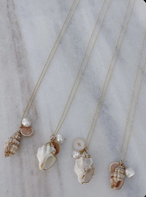 Dainty shell necklace with a pearl and a charm Dainty Shell Necklace, Shell Necklace, Shell Necklaces, Shells, Birthday