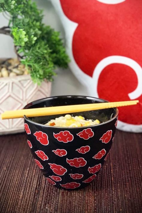 Anime Chopsticks, Naruto Bowl, Ramen Soup Bowl, Akatsuki Cloak, Akatsuki Cloud, Ichiraku Ramen, Bowl Mug, The Akatsuki, Leaf Village