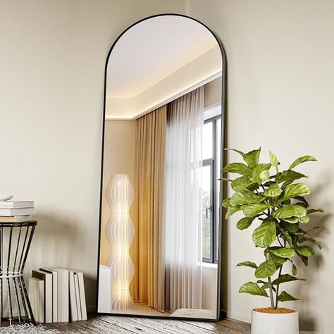 Amazon.com: Koonmi 30"x71" Arched Full Length Mirror, Black Large Floor Mirror with Aluminum Alloy Frame Standing Hanging or Leaning Wall-Mounted Mirror, Vanity Mirror for Living Room and Bedroom : Home & Kitchen Black Leaner Mirror, Black Oval Standing Mirror, Standing Mirror Black Frame, Black Arch Mirror Full Length, Full Length Mirror Black Metal Frame, Full Length Mirror Stand, Large Floor Mirror, Floor Length Mirror, Length Mirror