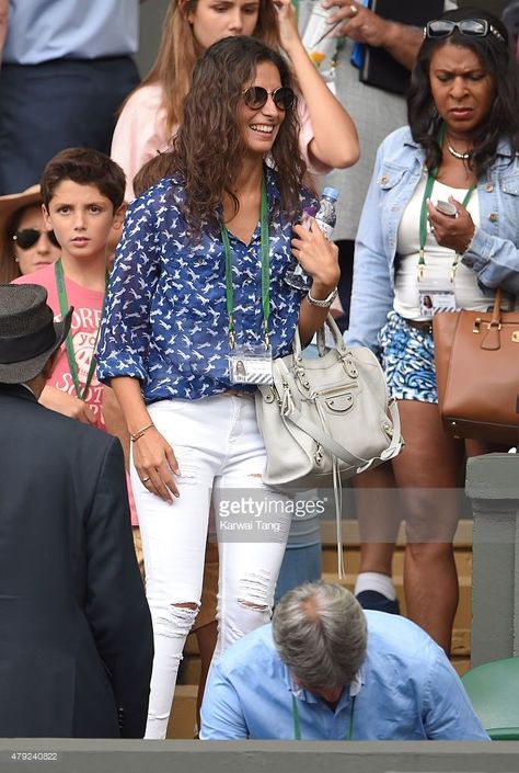 Xisca Perello attends the Dustin Brown v Rafael Nadal match on day four of the Wimbledon Tennis Championships at Wimbledon on July 2, 2015 in London, England. Tennis Tournament Outfit, Dustin Brown, Tennis Champion, Wimbledon Tennis, Tennis Tournament, Tennis Championships, Tennis Tournaments, Pippa Middleton, Karlie Kloss