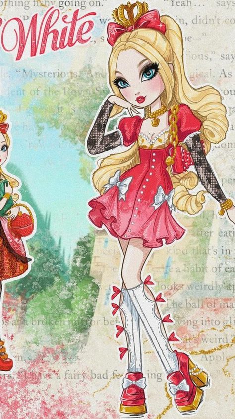 Apple White Redesign, Eah Inspired Outfits, Ever After High Drawings, Ever After High Concept Art, Ever After High Outfits Inspiration, Apple White Outfit Ideas, Apple White Outfit, Ethreal Dress, Ever After High Logo