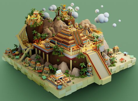 ArtStation - Tenochtitlan Island - Low Poly Build Inspiration, Building Concept, Wargaming Terrain, Game Concept Art, Game Concept, Visual Development, Environmental Art, Fantasy Landscape, Hercules