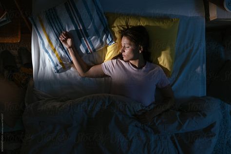 Woman Sleeping In Bed, Bed Top View, Sleeping Pose, Woman Sleeping, Bed Scene, Sleeping Man, Bed At Night, Bedroom Scene, Sleeping Women