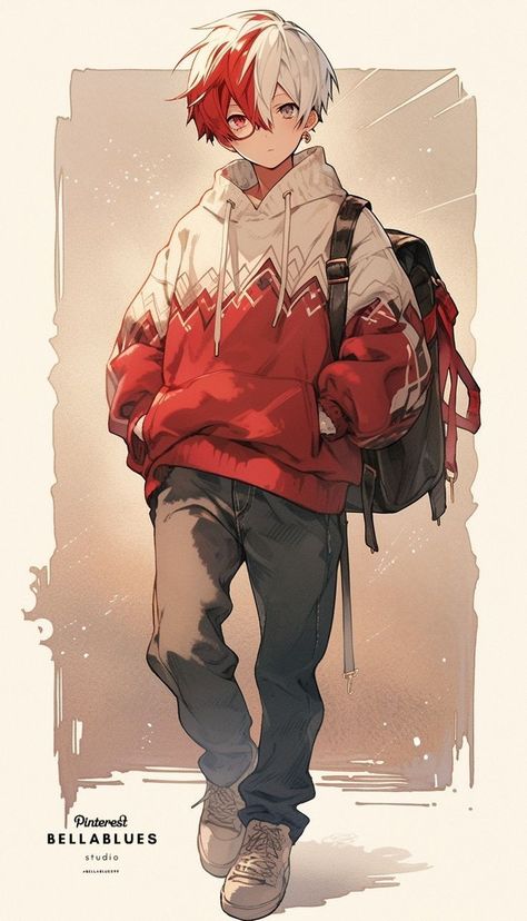 Sweater Design, Anime Character, Red, Hair, Anime, Design