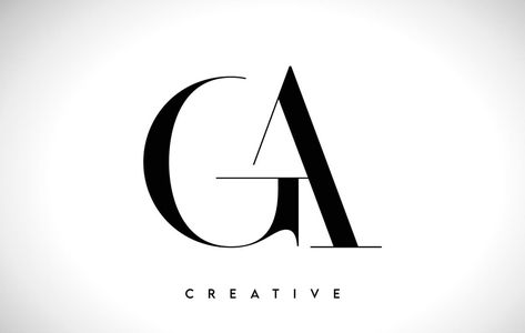 GA Artistic Letter Logo Design with Serif Font in Black and White Colors Vector Illustration Ga Letter Logo, Ag Logo Design Letter, Ga Logo Design, Architects Logo, Hair Logo Design, Makeup Logo Design, Logo Nail, Packaging Logo, Architect Logo