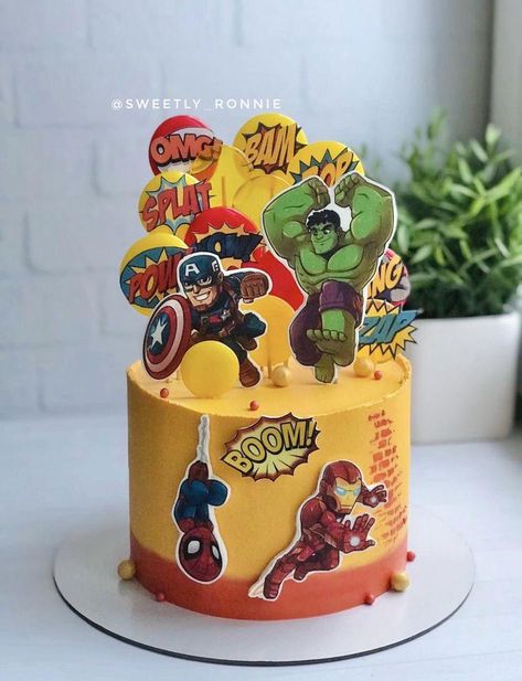 Happy Birthday Boy, Diy Spring Crafts, Designer Cakes, Spring Diy, Spring Crafts, 4th Birthday, Cake Designs, Boy Birthday, Avengers