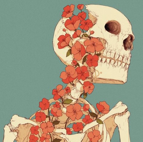 Skeleton Artwork, Skeleton Drawings, Flowers Growing, Witchy Wallpaper, Skeleton Art, Grunge Art, Dark Art Drawings, Art Organization, Anatomy Art