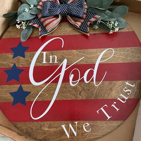 Air Force Door Hanger, American Flag Door Hanger, Patriotic Door Hangers Wooden, Memorial Day Door Hanger, Usa Door Hanger, 4th Of July Door Hanger, Shapes Painting, Circle Signs, Patriotic Door Hanger