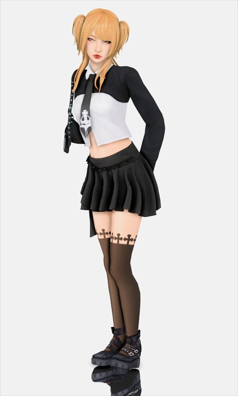 Ts4 Cc Alt Clothes, Sims 4 Misa Amane Cc, Sims 4 Cc Alternative Clothes Patreon, Ts4 Cc Clothing Edgy, Sims 4 Vkei Cc Clothes, Sims 4 Cc Cosplay, Pretty Sims, Sims Lookbook, Misa Amane