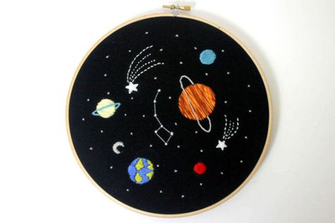 Embroidery Hoop Wall, Embroidery Wall, Embroidery Wall Art, Embroidery Works, Pola Sulam, Cute Embroidery, Simple Embroidery, 자수 디자인, Art Space